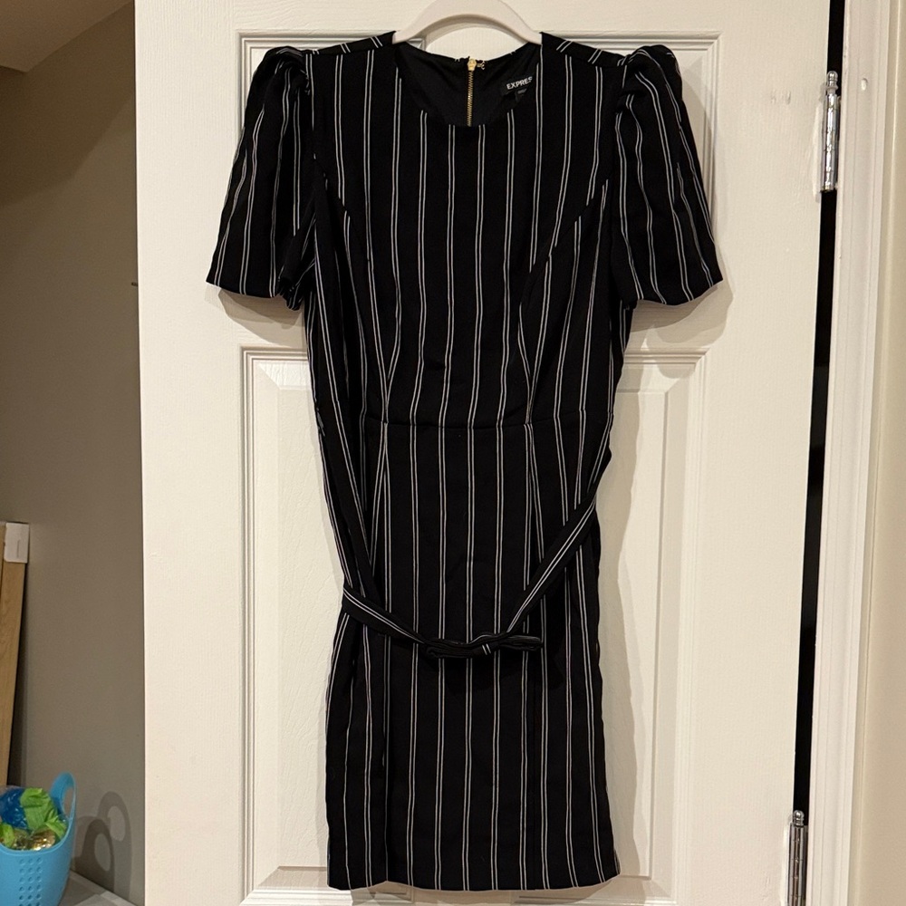Express Black and White Striped Mini Dress